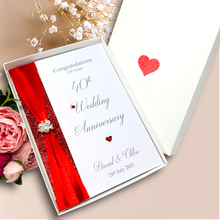 Load image into Gallery viewer, 40th Wedding Anniversary Card - Ruby 40 Year Fourtieth Anniversary Luxury Greeting Card Personalised
