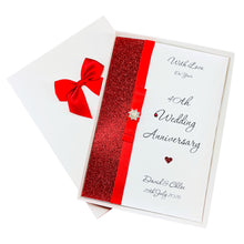 Load image into Gallery viewer, 40th Wedding Anniversary Card - Ruby 40 Year Fourtieth Anniversary - 18 Colour Coice - Luxury Bow
