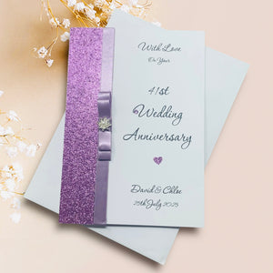 41st Wedding Anniversary Card - Office Decor 41 Year Forty First Anniversary - 18 Colour Coice - Luxury Bow