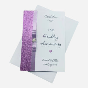 41st Wedding Anniversary Card - Office Decor 41 Year Forty First Anniversary - 18 Colour Coice - Luxury Bow
