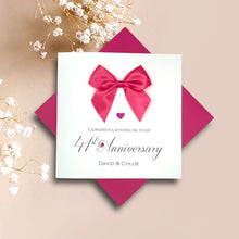 Load image into Gallery viewer, 41st Anniversary Card - 41 Year Wedding Anniversary Luxury Greeting Card Personalised - Regal Bow
