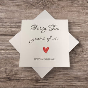 42nd Anniversary Card - 42 Years Greeting Card Personalised - Year Of Us