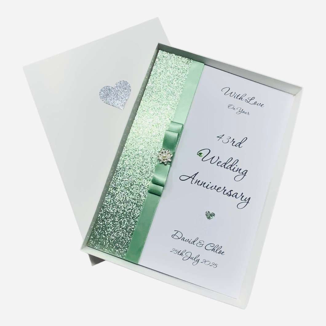 43rd Wedding Anniversary Card - Entertainment 43 Year Forty Third Anniversary - 18 Colour Coice - Luxury Bow