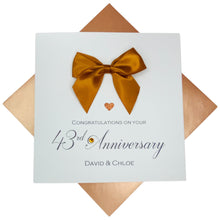 Load image into Gallery viewer, 43rd Anniversary Card - 43 Year Wedding Anniversary Luxury Greeting Card Personalised - Regal Bow
