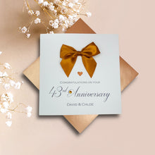 Load image into Gallery viewer, 43rd Anniversary Card - 43 Year Wedding Anniversary Luxury Greeting Card Personalised - Regal Bow
