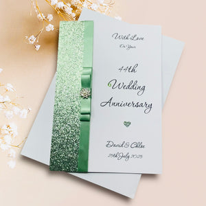 44th Wedding Anniversary Card - Electronics 44 Year Forty Fourth Anniversary - 18 Colour Coice - Luxury Bow