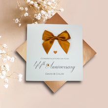 Load image into Gallery viewer, 44th Anniversary Card - 44 Year Wedding Anniversary Luxury Greeting Card Personalised - Regal Bow
