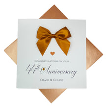 Load image into Gallery viewer, 44th Anniversary Card - 44 Year Wedding Anniversary Luxury Greeting Card Personalised - Regal Bow
