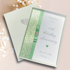 45th Wedding Anniversary Card - Sapphire 45 Year Forty Fifth Anniversary -14 Colour Coice - Luxury Bow