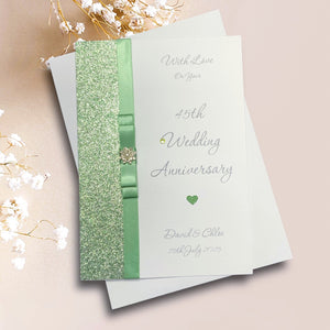 45th Wedding Anniversary Card - Sapphire 45 Year Forty Fifth Anniversary -14 Colour Coice - Luxury Bow