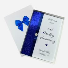 Load image into Gallery viewer, 45th Wedding Anniversary Card - Sapphire 45 Year Forty Fifth Anniversary - 18 Colour Coice - Luxury Bow
