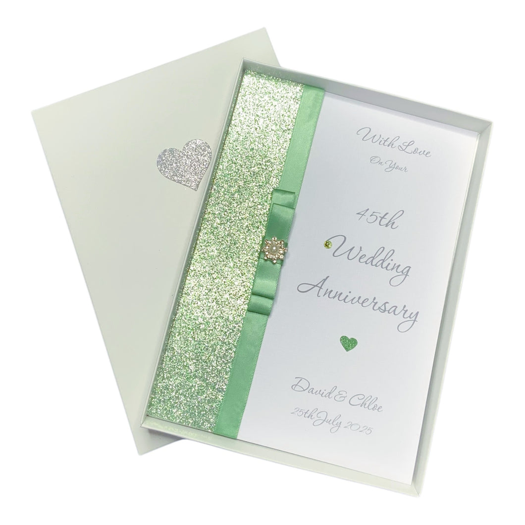 45th Wedding Anniversary Card - Sapphire 45 Year Forty Fifth Anniversary -14 Colour Coice - Luxury Bow