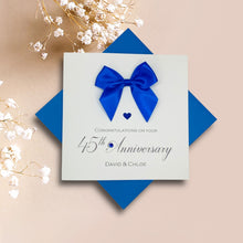 Load image into Gallery viewer, 45th Anniversary Card - Sapphire 45 Year Wedding Anniversary Luxury Greeting Card Personalised - Regal Bow
