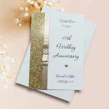 Load image into Gallery viewer, 47th Wedding Anniversary Card - Garden 47 Year Forty Seventh Anniversary - 18 Colour Coice - Luxury Bow
