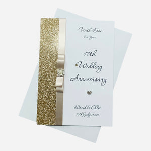 47th Wedding Anniversary Card - Garden 47 Year Forty Seventh Anniversary - 18 Colour Coice - Luxury Bow