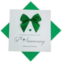 Load image into Gallery viewer, 47th Anniversary Card - 47 Year Wedding Anniversary Luxury Greeting Card Personalised - Regal Bow
