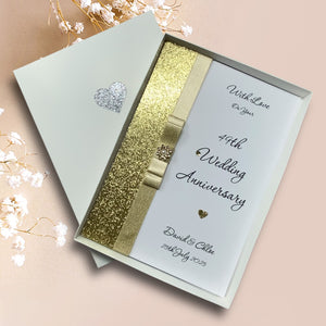 49th Wedding Anniversary Card - Copper 49 Year Forty Ninth Anniversary - 18 Colour Coice - Luxury Bow
