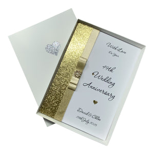 49th Wedding Anniversary Card - Copper 49 Year Forty Ninth Anniversary - 18 Colour Coice - Luxury Bow
