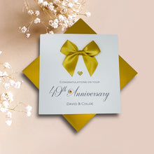 Load image into Gallery viewer, 49th Anniversary Card - 49 Year Wedding Anniversary Luxury Greeting Card Personalised - Regal Bow
