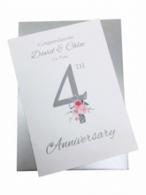 Load image into Gallery viewer, 4th Anniversary Card - Linen - FN 4
