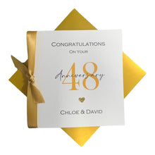 Load image into Gallery viewer, 48th Wedding Anniversary Card - 48 Year Forty Eighth Greeting Gift Wife Husband Parents Couple - 17 Colours -- Ribbon Number
