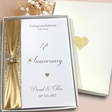 Load image into Gallery viewer, 4th Anniversary Card - Linen 4 Year Fourth Wedding Anniversary Luxury Greeting Card Personalised
