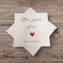 Load image into Gallery viewer, 5th Anniversary Card - Wood 5 Years Greeting Card Personalised - Year Of Us
