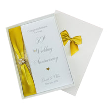 Load image into Gallery viewer, 50th Wedding Anniversary Card - Golden 50 Year Fiftieth Anniversary Luxury Greeting Card Personalised
