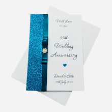 Load image into Gallery viewer, 51st Wedding Anniversary Card - Photo Camera 51 Year Fifty First Anniversary - 18 Colour Coice - Luxury Bow
