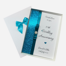 Load image into Gallery viewer, 51st Wedding Anniversary Card - Photo Camera 51 Year Fifty First Anniversary - 18 Colour Coice - Luxury Bow
