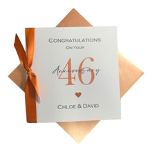 Load image into Gallery viewer, 46th Wedding Anniversary Card - 46 Year Forty Sixth Anniversary  Greeting Gift Wife Husband Parents Couple - Ribbon Number
