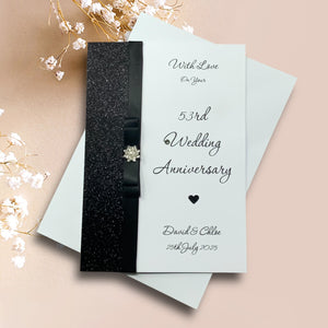 53rd Wedding Anniversary Card - Plastic 53 Year Fifty Third Anniversary - 18 Colour Coice - Luxury Bow