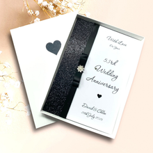 Load image into Gallery viewer, 53rd Wedding Anniversary Card - Plastic 53 Year Fifty Third Anniversary - 18 Colour Coice - Luxury Bow
