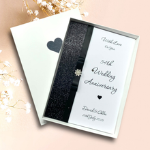 Load image into Gallery viewer, 54th Wedding Anniversary Card - Glass 54 Year Fifty Fourth Anniversary - 18 Colour Coice - Luxury Bow
