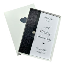 Load image into Gallery viewer, 54th Wedding Anniversary Card - Glass 54 Year Fifty Fourth Anniversary - 18 Colour Coice - Luxury Bow

