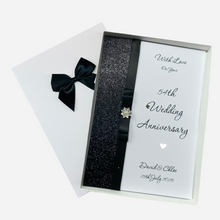 Load image into Gallery viewer, 54th Wedding Anniversary Card - Glass 54 Year Fifty Fourth Anniversary - 18 Colour Coice - Luxury Bow
