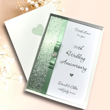 Load image into Gallery viewer, 56th Wedding Anniversary Card - Day 56 Year Fifty Sixth Anniversary - 18 Colour Coice - Luxury Bow
