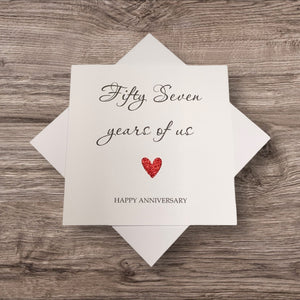 57th Anniversary Card - 57 Years Greeting Card Personalised - Year Of Us