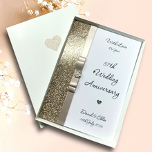 Load image into Gallery viewer, 57th Wedding Anniversary Card - Night 57 Year Fifty Seventh Anniversary - 18 Colour Coice - Luxury Bow
