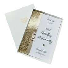 Load image into Gallery viewer, 57th Wedding Anniversary Card - Night 57 Year Fifty Seventh Anniversary - 18 Colour Coice - Luxury Bow
