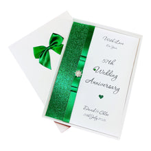 Load image into Gallery viewer, 57th Wedding Anniversary Card - Night 57 Year Fifty Seventh Anniversary - 18 Colour Coice - Luxury Bow
