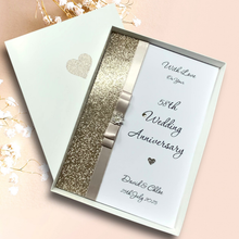 Load image into Gallery viewer, 58th Wedding Anniversary Card - Faith &amp; Hope 58 Year Fifty Eighth Anniversary - 18 Colour Coice - Luxury Bow
