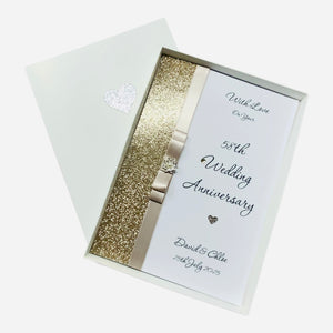 58th Wedding Anniversary Card - Faith & Hope 58 Year Fifty Eighth Anniversary - 18 Colour Coice - Luxury Bow