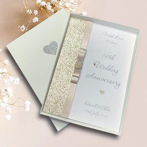 58th Wedding Anniversary Card - Faith & Hope 58 Year Fifty Eighth Anniversary -14 Colour Coice - Luxury Bow