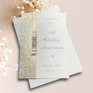58th Wedding Anniversary Card - Faith & Hope 58 Year Fifty Eighth Anniversary -14 Colour Coice - Luxury Bow