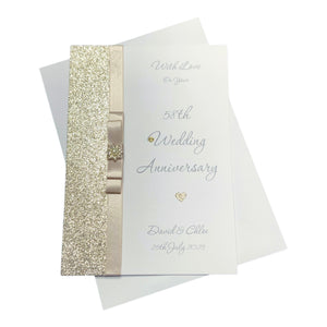 58th Wedding Anniversary Card - Faith & Hope 58 Year Fifty Eighth Anniversary -14 Colour Coice - Luxury Bow