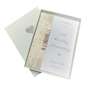 58th Wedding Anniversary Card - Faith & Hope 58 Year Fifty Eighth Anniversary -14 Colour Coice - Luxury Bow