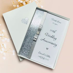 59th Wedding Anniversary Card - Charity 59 Year Fifty Ninth Anniversary - 18 Colour Coice - Luxury Bow