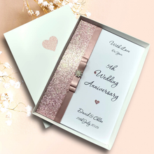 Load image into Gallery viewer, 5th Anniversary Card - Wood 5 Year Fifth Wedding Anniversary - 18 Colour Coice - Luxury Bow
