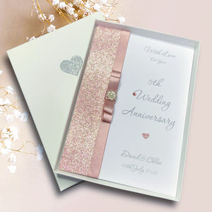 5th Anniversary Card - Wood 5 Year Fifth Wedding Anniversary -14 Colour Coice - Luxury Bow